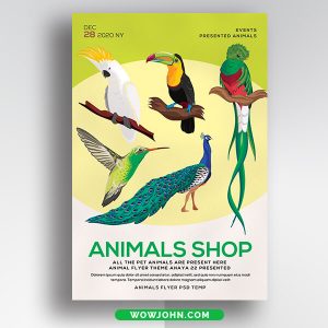 Free Animals Birds Pets Shop Flyer Psd Template