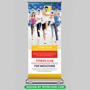Free Health Fitness Roll Up Banner Psd Template