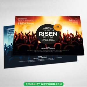 Free Risen Church Postcard Psd Template
