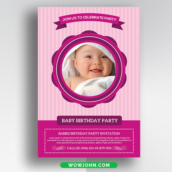 Free Baby Shower Invitation Card Psd Template