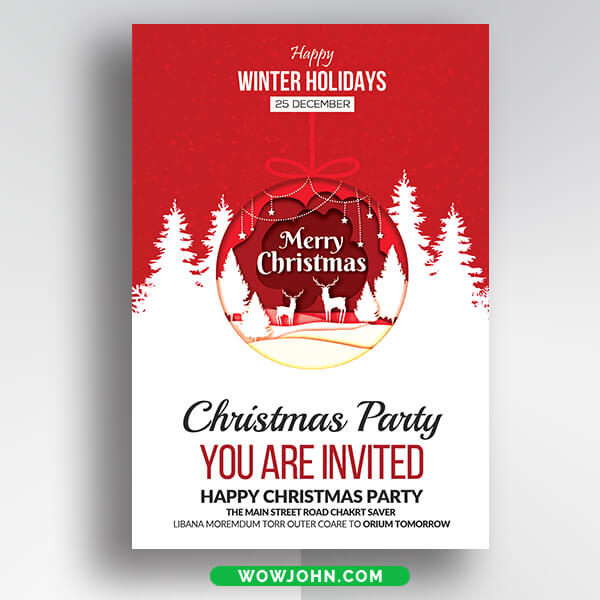 Free Christmas Invitation Card Psd Template