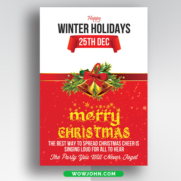 Free Modern Merry Christmas Card Psd Template