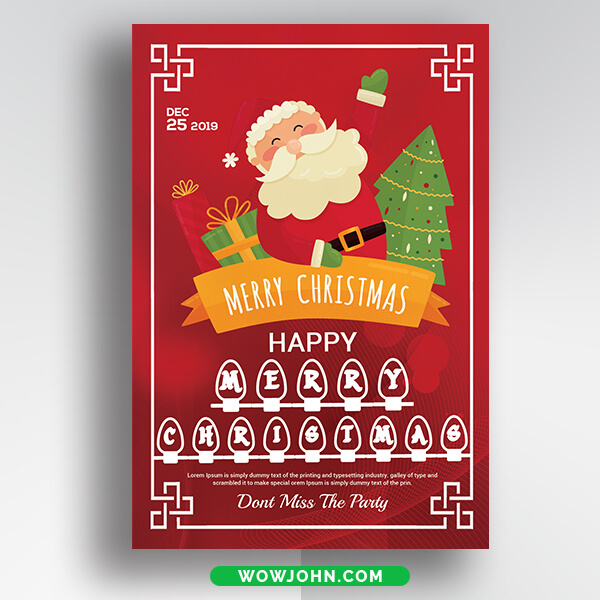 Free Merry Christmas & New Year Card Psd Template