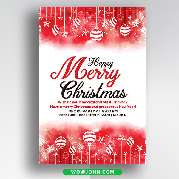 Red Merry Christmas Greeting Card Psd Template