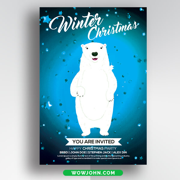 Free Creative Christmas and New Year Greeting Card Psd Template