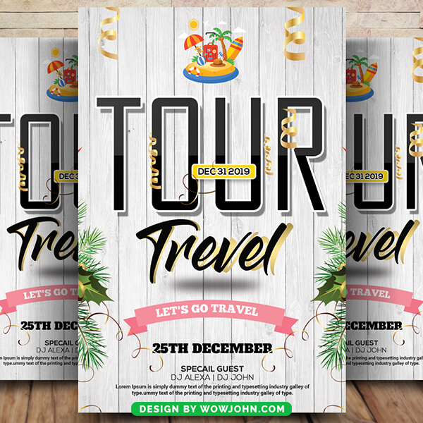 Free White Tour Travel Flyer Psd Template