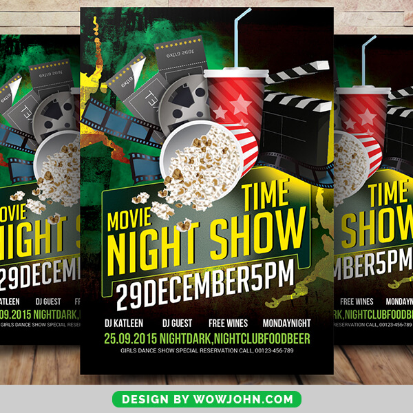 Free Movie Night Show Flyer Psd Template