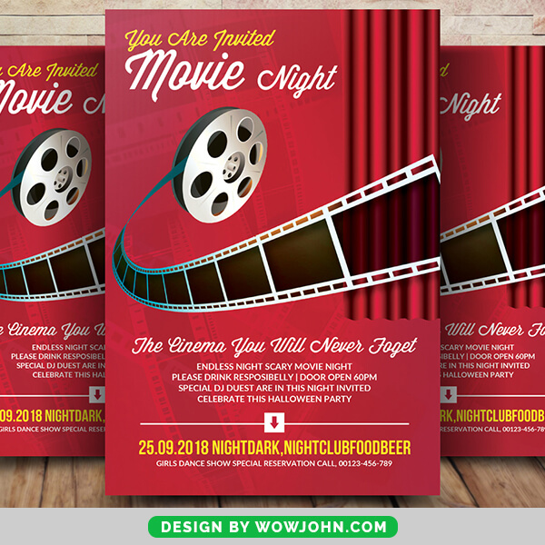 Free Movie Night Party Psd Flyer Template