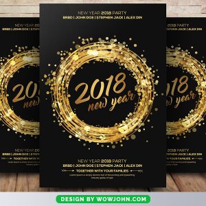 Free Golden New Year Party Flyer Psd Template