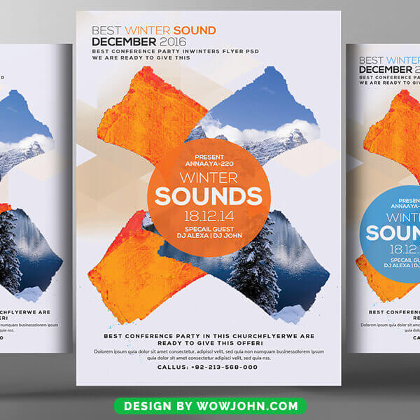 Free Winter Music Sounds Party Flyer Psd Template