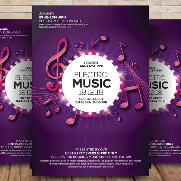 Electro Music Flyer Free Psd Template Download