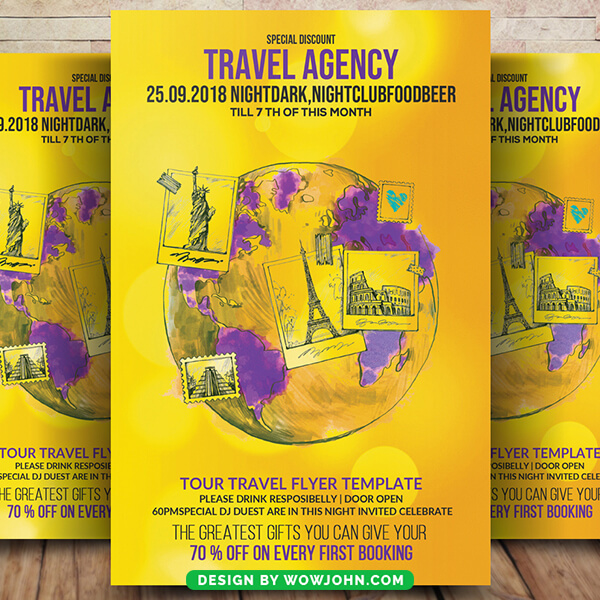 Free Tourist Travel Tour Flyer Psd Template