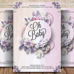 Free Oh Baby Shower Flyer Psd Template