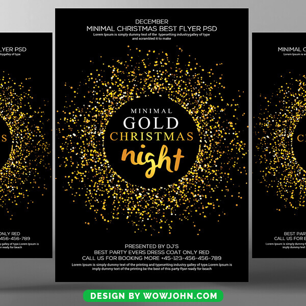 Free Gold Sparkle Christmas Flyer Psd Template