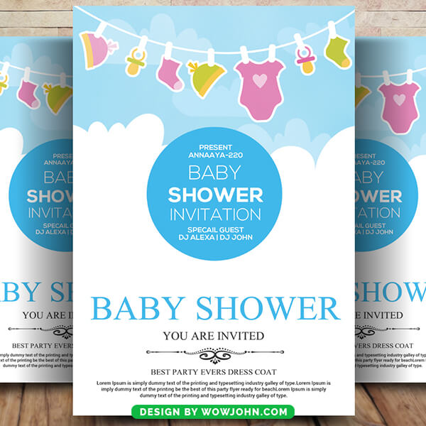 Free Baby Shower Invitation Flyer Card Psd Template
