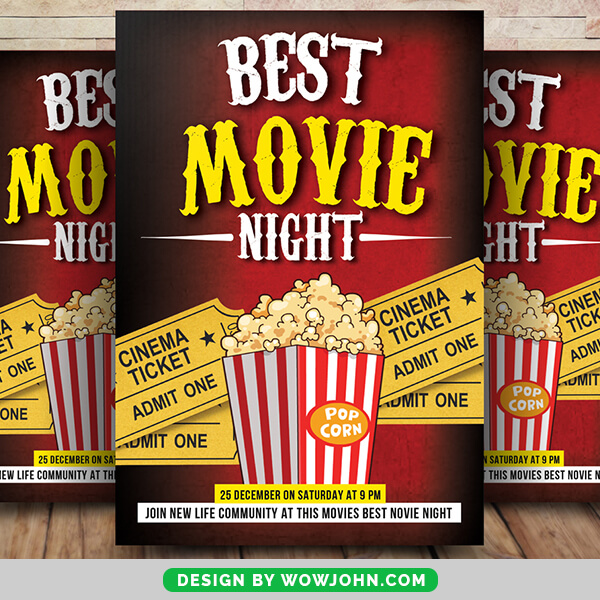 Best Movie Night Poster PSD Flyer Template