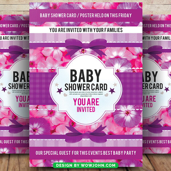 Free Classic Baby Shower Invitation Card Flyer Psd Template