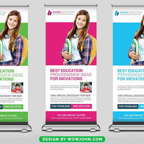 Free School Education Roll Up Banner Psd Template