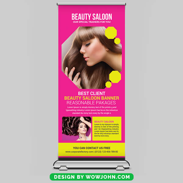 Free Beauty Saloon Roll Up Banner Psd Template