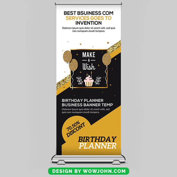Free Birthday Planner Roll Up Banner Psd Template