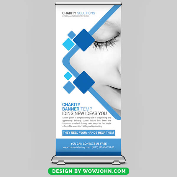Free Charity Donation Roll Up Banner Psd Template