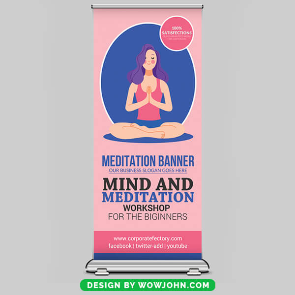Free Yoga Classes Roll Up Banner Psd Template