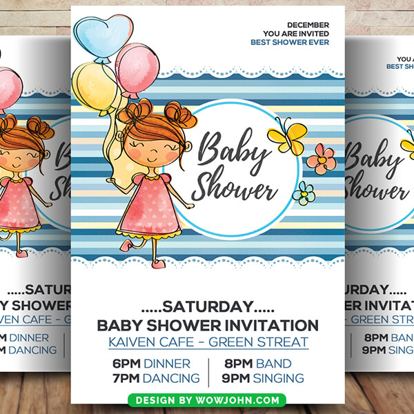 Free Baby Boy Shower Invitation Card Flyer Template