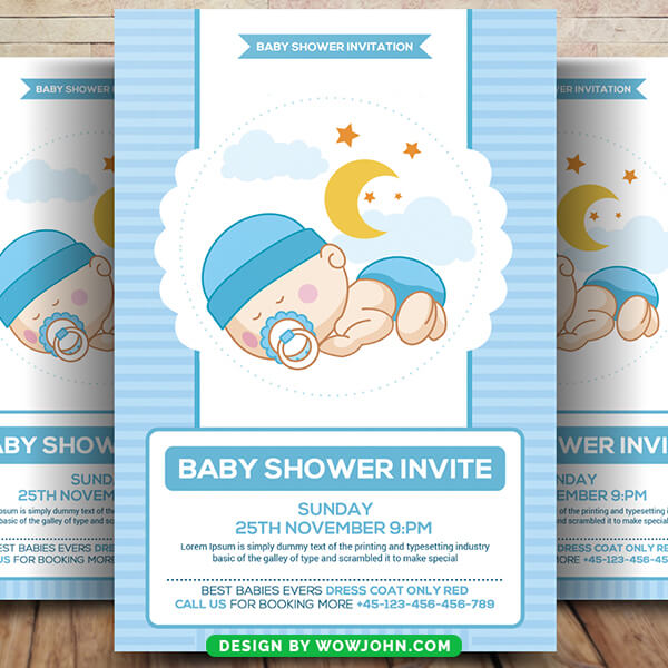 Free Simple Baby Shower Invitation Card Flyer Template