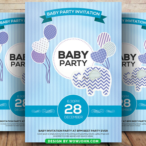 Free Baby Shower Breakfast Invitation Card Psd Template