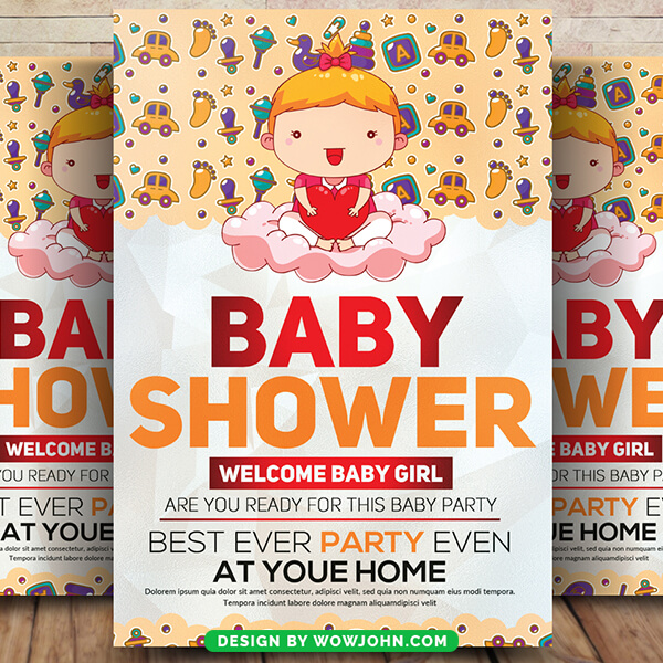 Free Simple Couples Baby Shower Invitation Card Flyer Psd