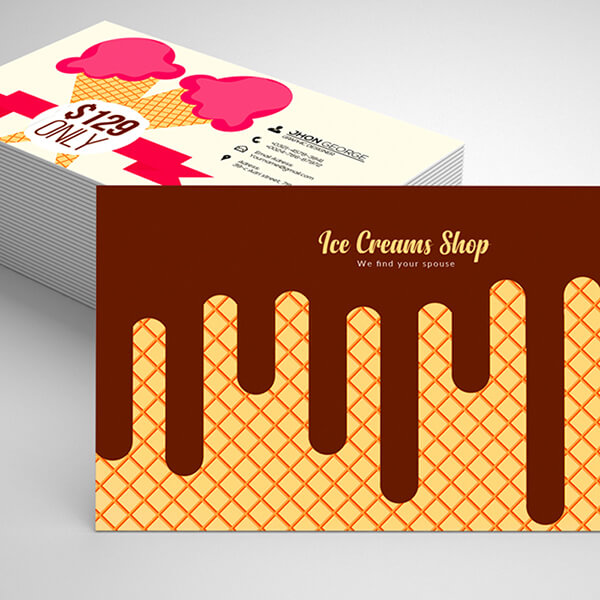 Chocolate Ice Cream Shop Business Card Free Psd Template