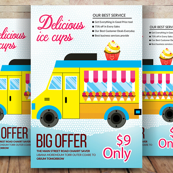 Free Delicious Ice Cream Truck Flyer Psd Template