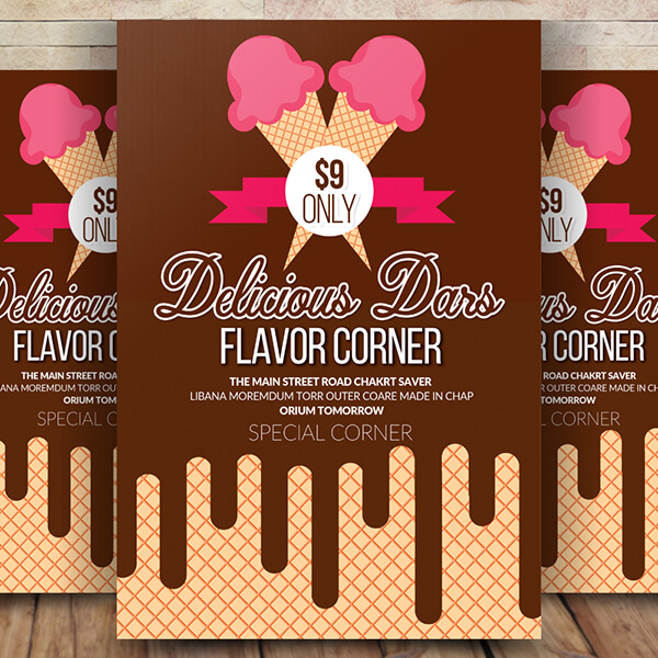 Free Chocolate Ice Cream Shop Promotion Flyer Psd Template