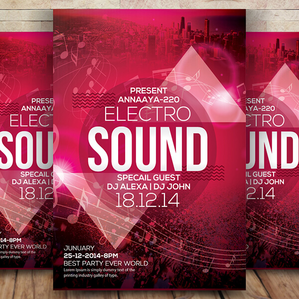 Free Electro Sound Flyer Psd Template