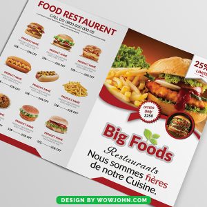 Free BBQ Restaurant Bi Fold Brochure Psd Template