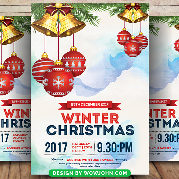 Free Watercolor Christmas Psd Flyer Template