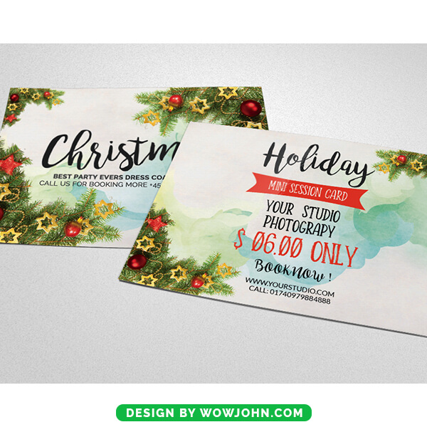 Free Watercolor Christmas Invitation Card Psd Template