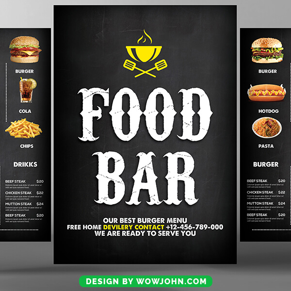 Free Food Menu Restaurant Brochure Flyer Psd Template