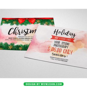 Watercolor Christmas Invitation Card Psd Template