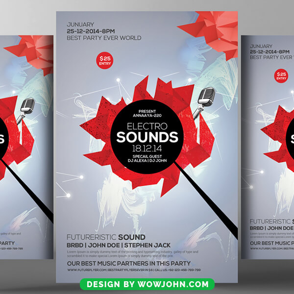 Free Abstract Music Party Psd Flyer Template