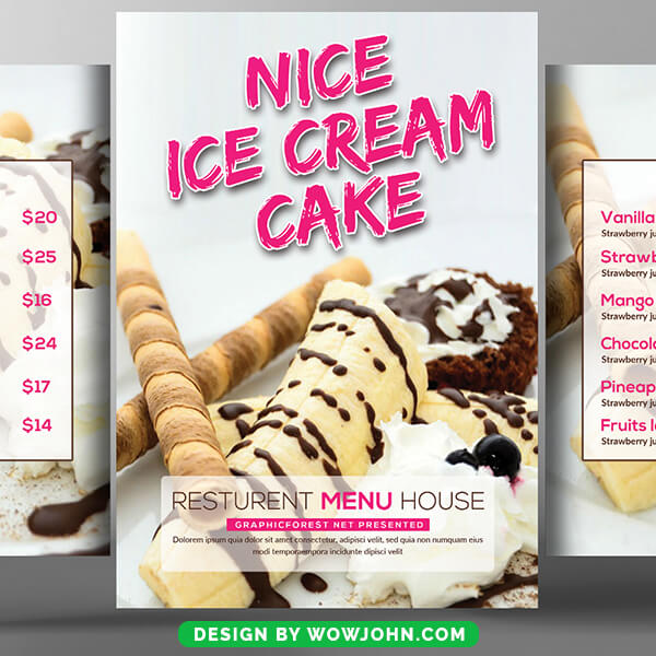 Free Ice Cream Menu Brochure Flyer Psd Template
