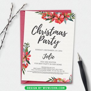 Free Simple Christmas Party Invitation Card Template