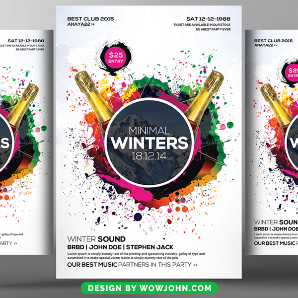 Free Minimal Winter Party Psd Flyer Template