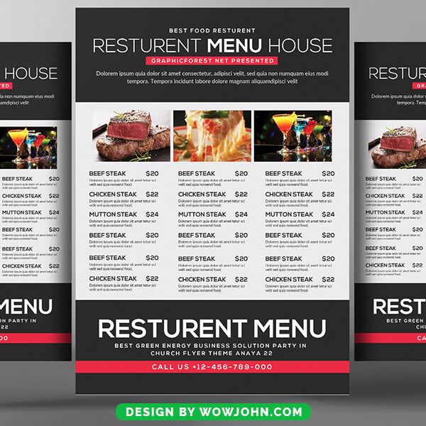 Food Catering Pizza Restaurant Bi-Fold Brochure Psd Template