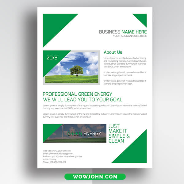 Free Green Energy Psd Flyer Template