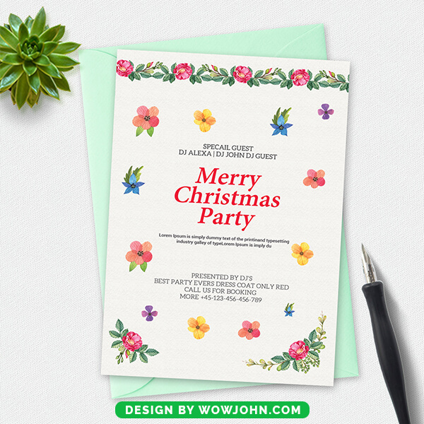 Free Christmas Party Postcard Psd Template