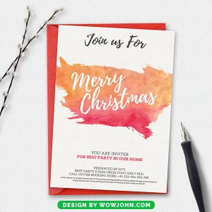 Merry Christmas Postcard Invitation Template