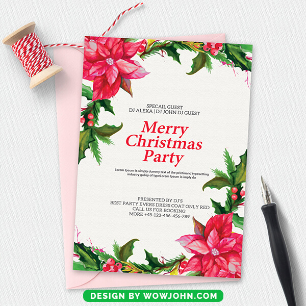 Merry Christmas Invitation Card Free Psd Template
