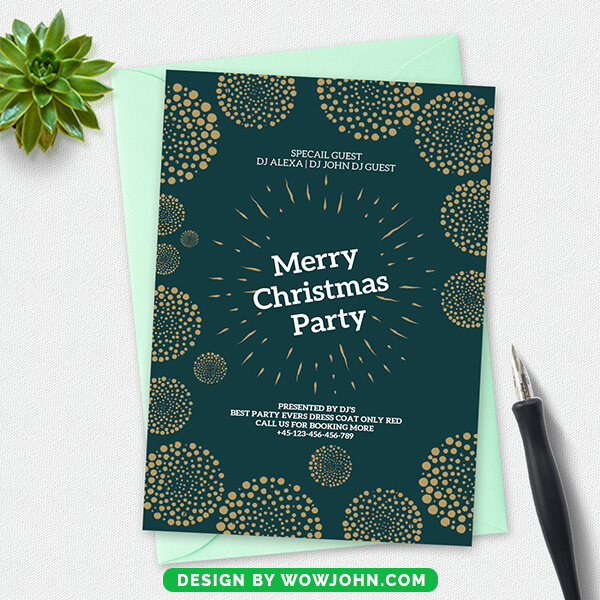Free Elegant Christmas Invitation Card Psd Template