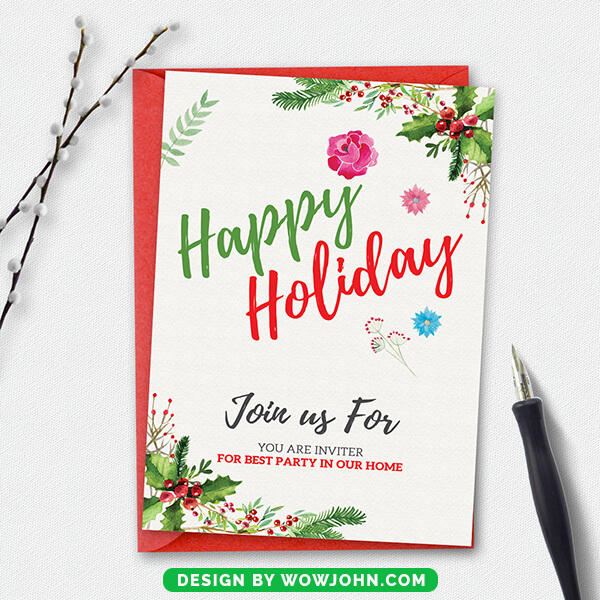 Free Eat and Drink Christmas Invitation Card Template